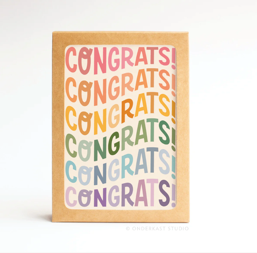 Congrats Wonky Type Folded Greeting Note Set of 10