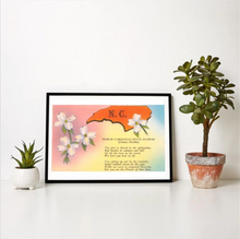 Load image into Gallery viewer, North Carolina Map and Flower Art Print
