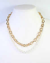 Load image into Gallery viewer, Hempstead Layered Link and Pearl Necklace Gold
