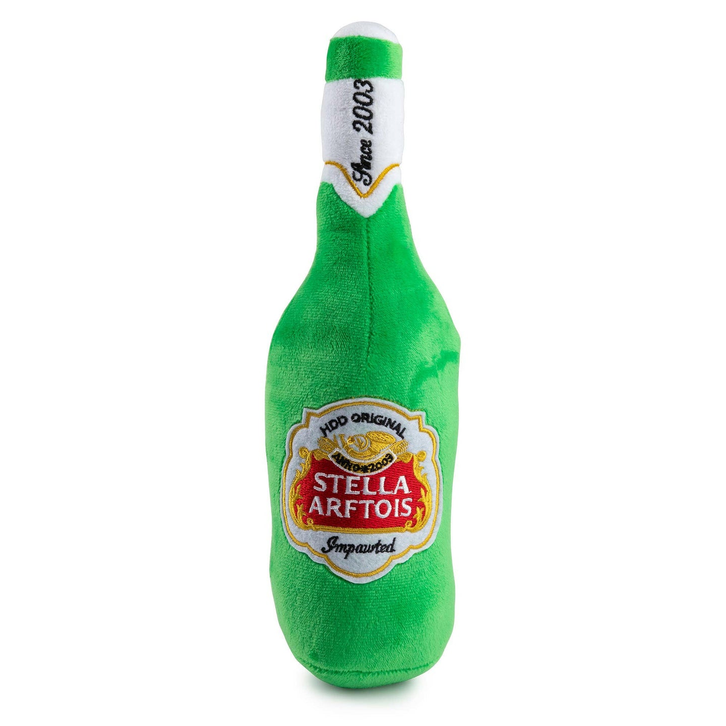 Stella Arftois Beer Bottle Squeaker Dog Toy.