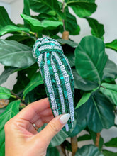 Load image into Gallery viewer, Game Day Sequin Headbands - Green &amp; White.
