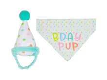 Load image into Gallery viewer, Birthday Pup S/M Bandana Hat Set.
