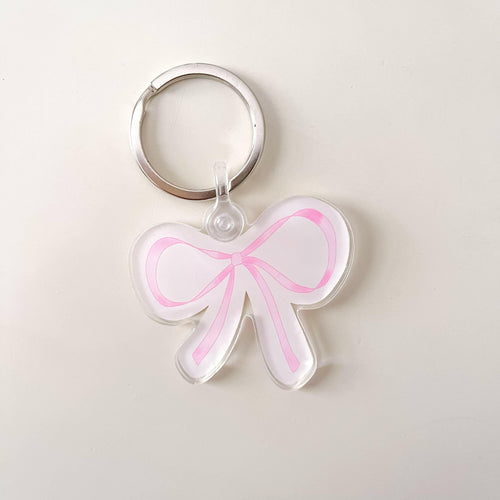 Pink Bow Acrylic Keychain.