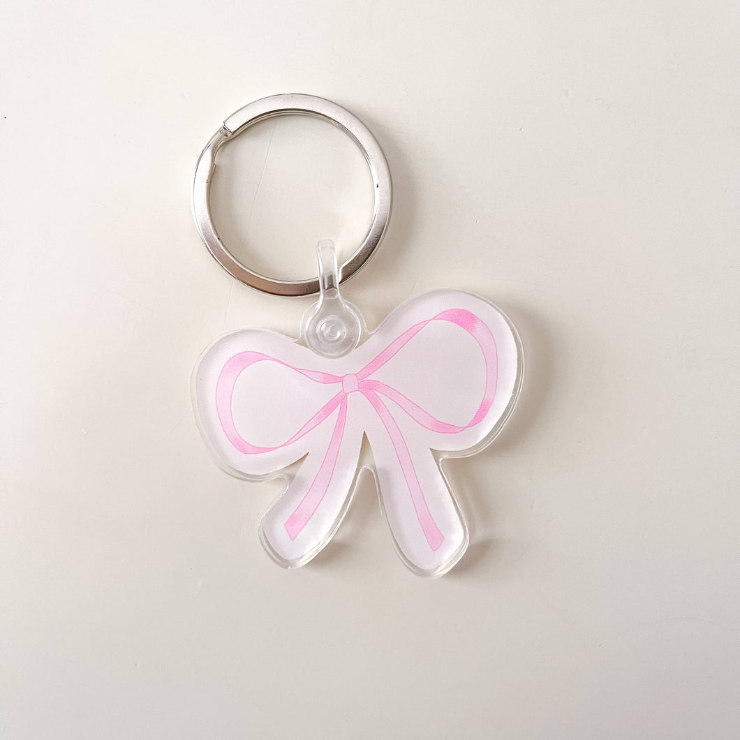 Pink Bow Acrylic Keychain