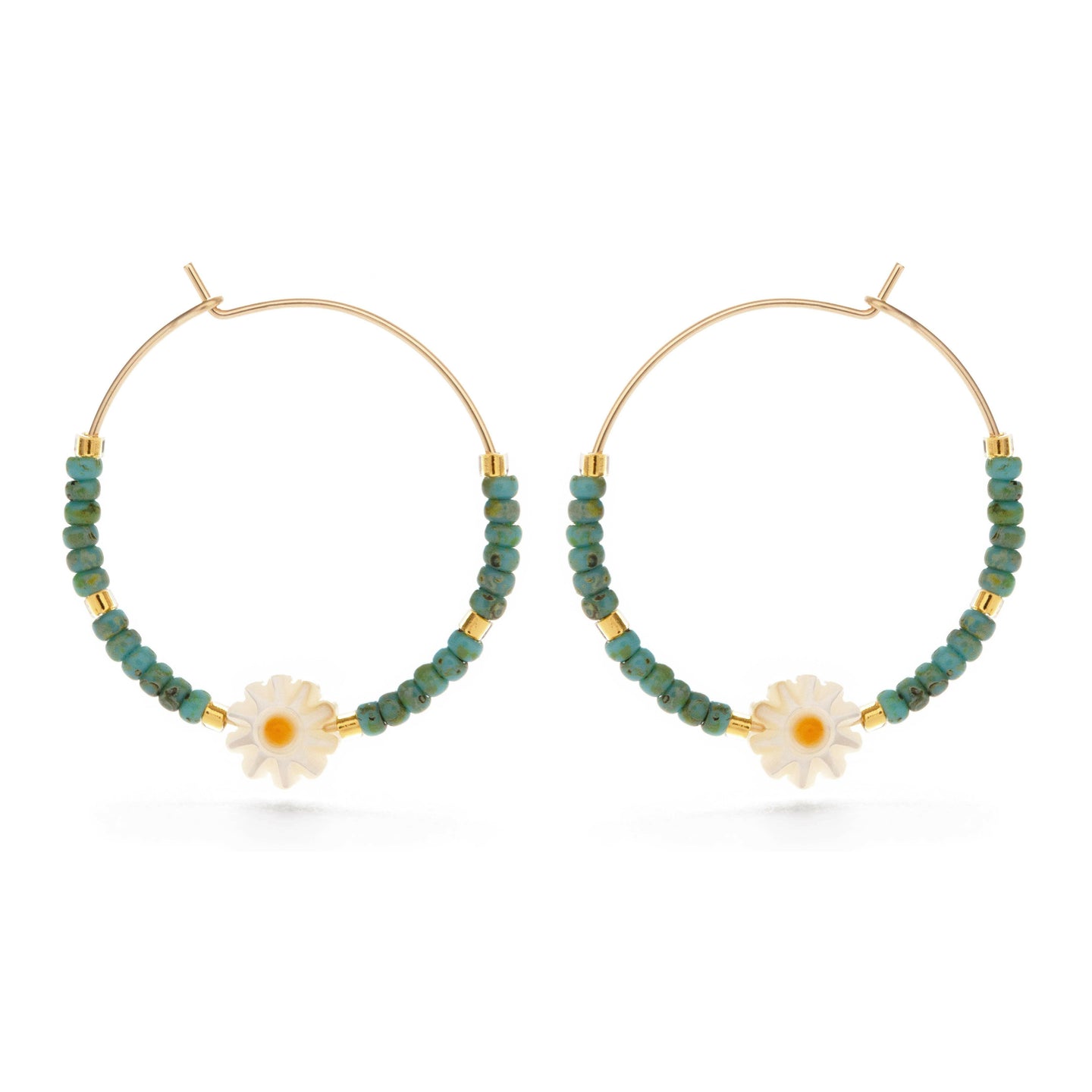 Daisy Bead Hoop Earrings.