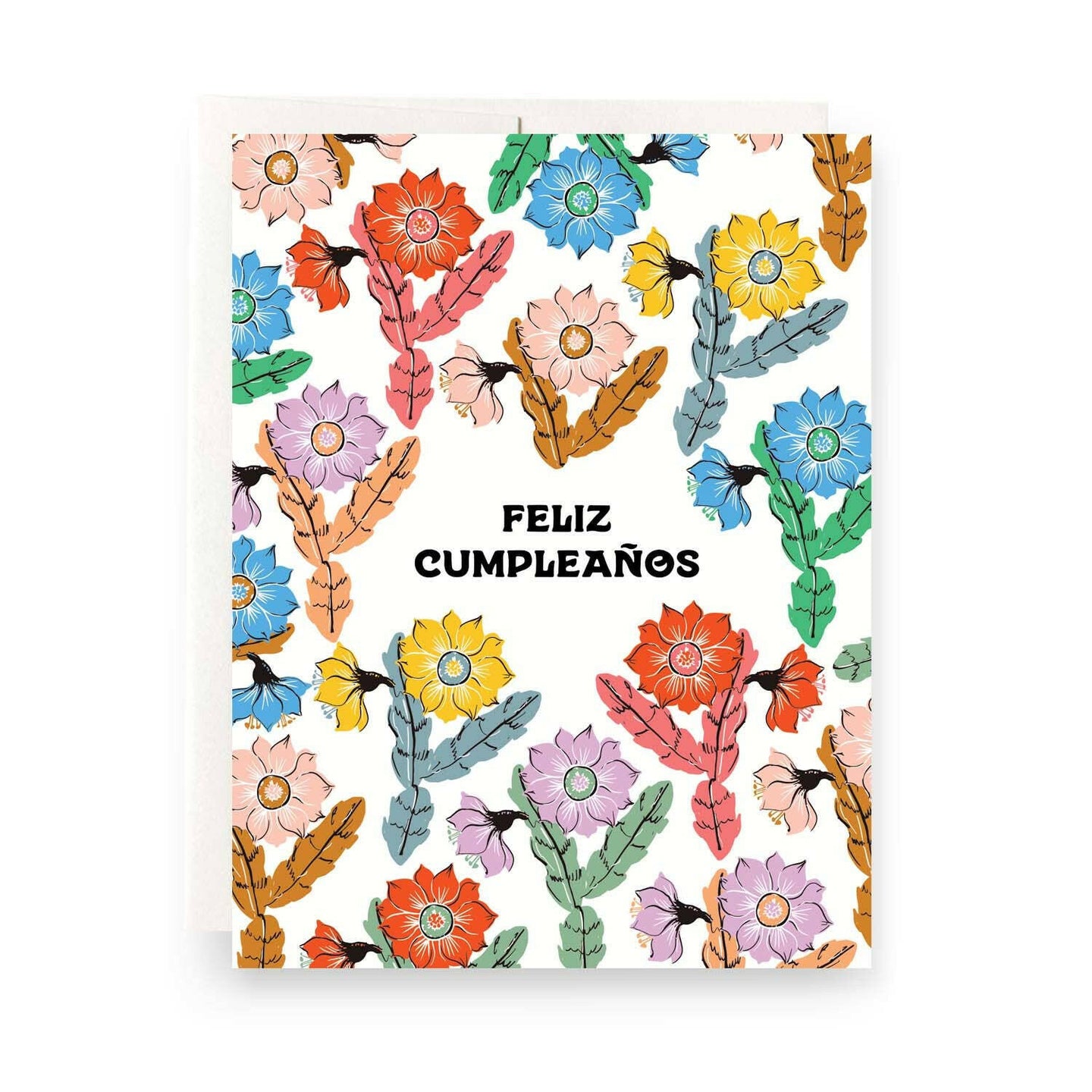 Orchid Cactus Feliz Cupleanos Greeting Card.