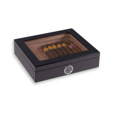 Load image into Gallery viewer, Carbon Fiber Design 20 Cigar Humidor with Glass Viewing Top.
