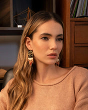 Load image into Gallery viewer, Beaded Handwoven Sedona Sunset Fringe Earrings (Magenta).
