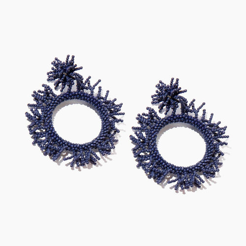 Custom Navy Coral Burst Earring.