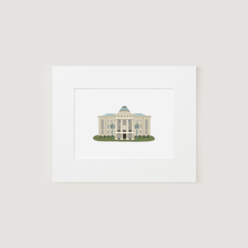 Matted Art Print, Raleigh State Capitol Building.