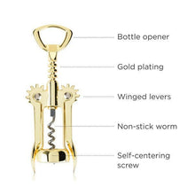 Load image into Gallery viewer, Belmont™ Gold-Plated Winged Corkscrew &amp; Bottle Opener.
