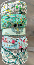 Load image into Gallery viewer, Spring Blues Carova Beaded Top Knot Headband.
