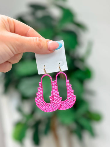Bold Seed Bead Dangle Earrings - Pink.