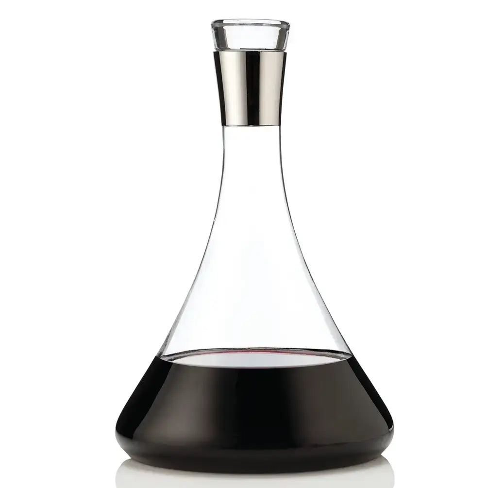 Irving™ Chrome-Rimmed Crystal Wine Decanter.