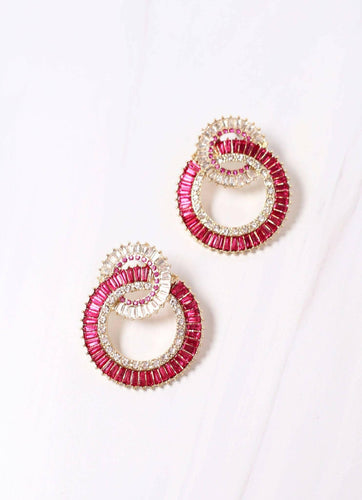 Pratt CZ Stone Drop Earring FUCHSIA.