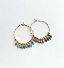 Load image into Gallery viewer, Turquoise Bohemian Hoops | Boho Hoops.
