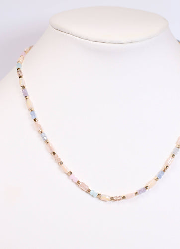 Evanston Glass Bead Necklace PASTEL MULTI.