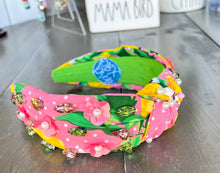 Load image into Gallery viewer, Julie Lemon Floral Pearls Resort Wear Spring Beaded Headband
