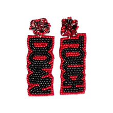 Load image into Gallery viewer, Beaded Red/Black Touch Down Earrings | GAME DAY EARRINGS.
