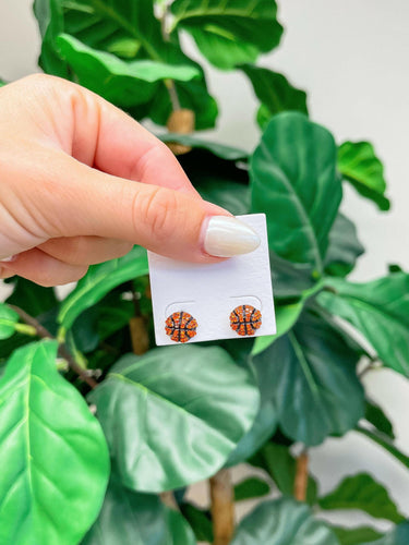 Petite Pave Basketball Stud Earrings.