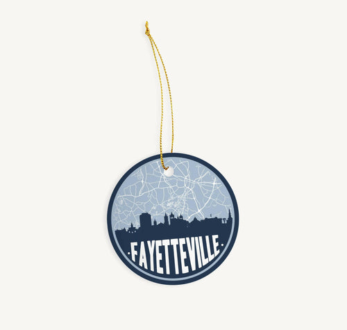 Fayetteville North Carolina map ornament | Navy.