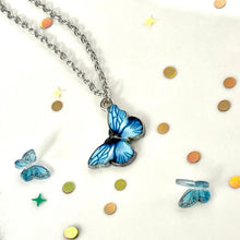 Load image into Gallery viewer, Blue Butterfly In Dolly We Trust Necklace
