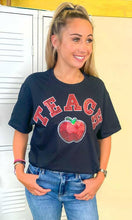 Load image into Gallery viewer, Teach Apple Sequin Graphic T-Shirt.
