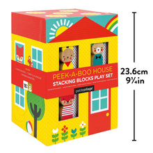 Load image into Gallery viewer, Peek-A-Boo House Stacking Blocks Play Set.
