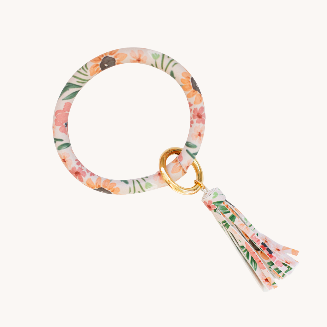 Sunny Poppies Circle Wristlet Keyring.