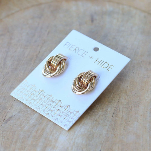 Gold Twisted Knot Earrings.
