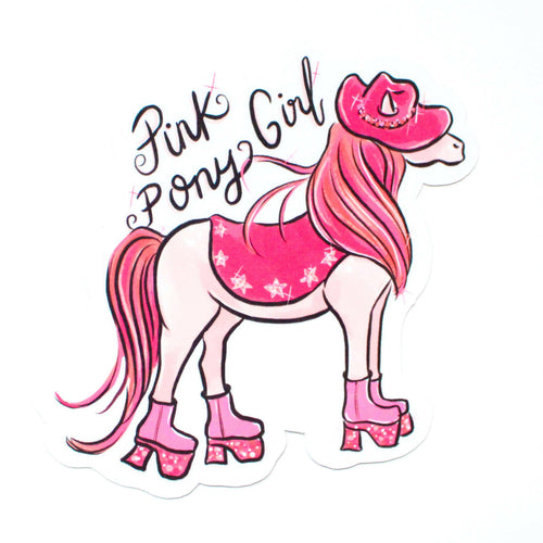 Pink Pony Girl Vinyl Sticker.