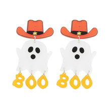 Load image into Gallery viewer, Western Ghost Glitter Halloween Acetate Earrings.
