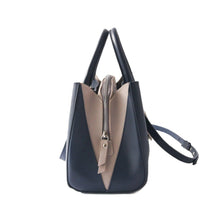 Load image into Gallery viewer, Emma Leather Satchel - Navy Blue/Taupe.
