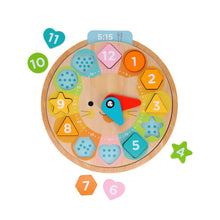 Load image into Gallery viewer, Multi-Language + Counting + Colors Wooden Learning Clock.
