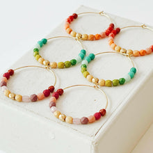 Load image into Gallery viewer, Colorful Gold Filled Ombre Hoops.
