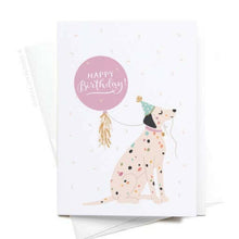 Load image into Gallery viewer, Boxed Set of 10 Happy Birthday Dalmatian Folded Notes.
