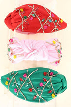 Load image into Gallery viewer, JEWELED CHRISTMAS LIGHTS BEADED KNOTTED HEADBANDS.
