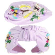 Load image into Gallery viewer, Butterfly Garden Beaded Top Knotted Headband.
