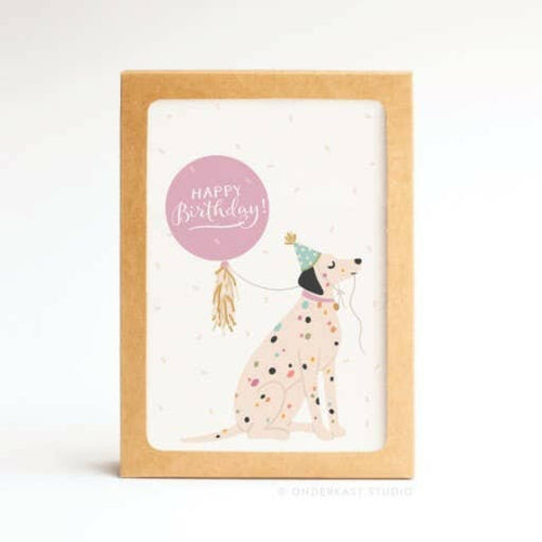 Boxed Set of 10 Happy Birthday Dalmatian Folded Notes.