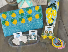 Load image into Gallery viewer, Lemon Floral Spring Seed Bead Dangle Earrings.
