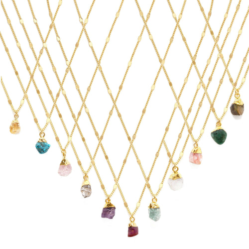 Raw Cut Gemstone Necklaces.