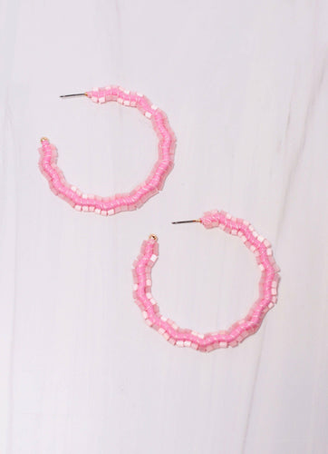 Dobson Beaded Hoop Earring LIGHT PINK.