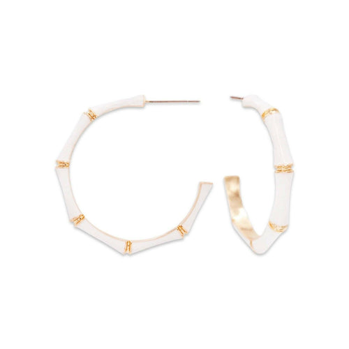 White Bamboo Hoop Earrings.
