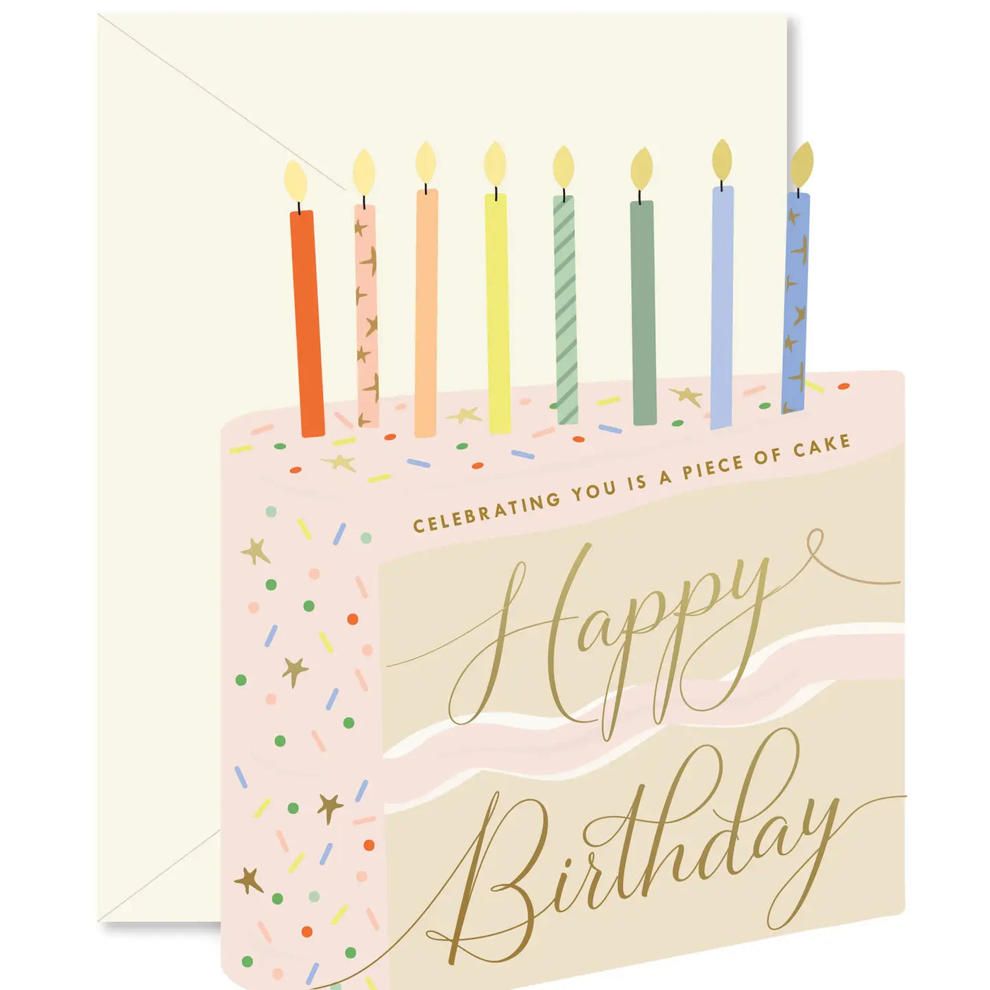 Piece of Cake Die-Cut Golden Greeting Card