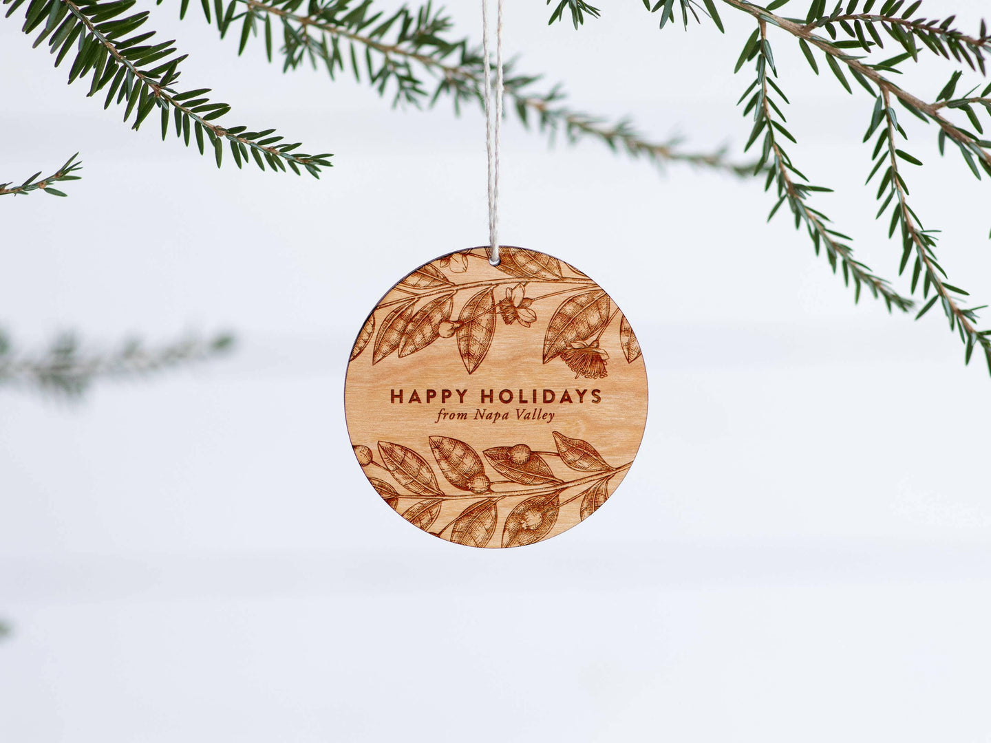 Happy Holidays From Fayetteville, North Carolina Wooden Christmas Ornament.