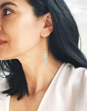 Load image into Gallery viewer, Amazonite Square Dangle Earrings | Green Dangle Earrings.
