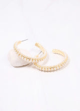 Load image into Gallery viewer, Woodard Pearl Hoop Earring GOLD
