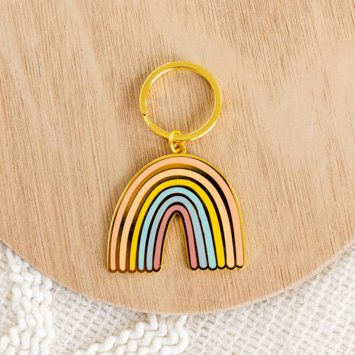 Pastel Rainbow Metal Keychain 2x2 in..