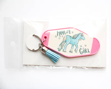 Load image into Gallery viewer, Horse Girl Vintage Motel Style Keychain
