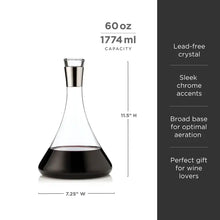 Load image into Gallery viewer, Irving™ Chrome-Rimmed Crystal Wine Decanter.
